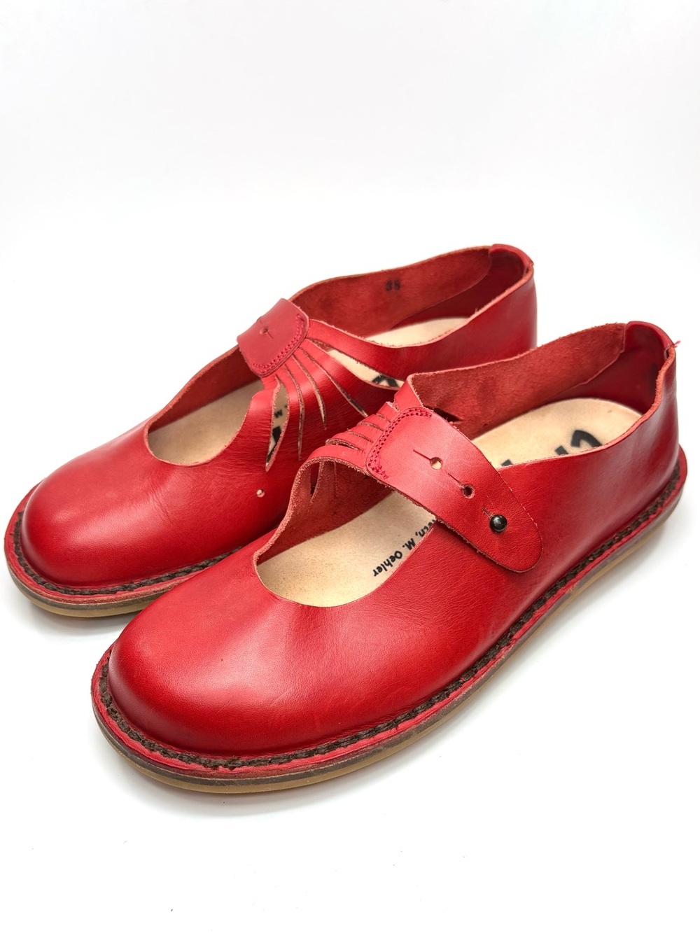 Trippen Red Leather Mary Jane Flat | 38